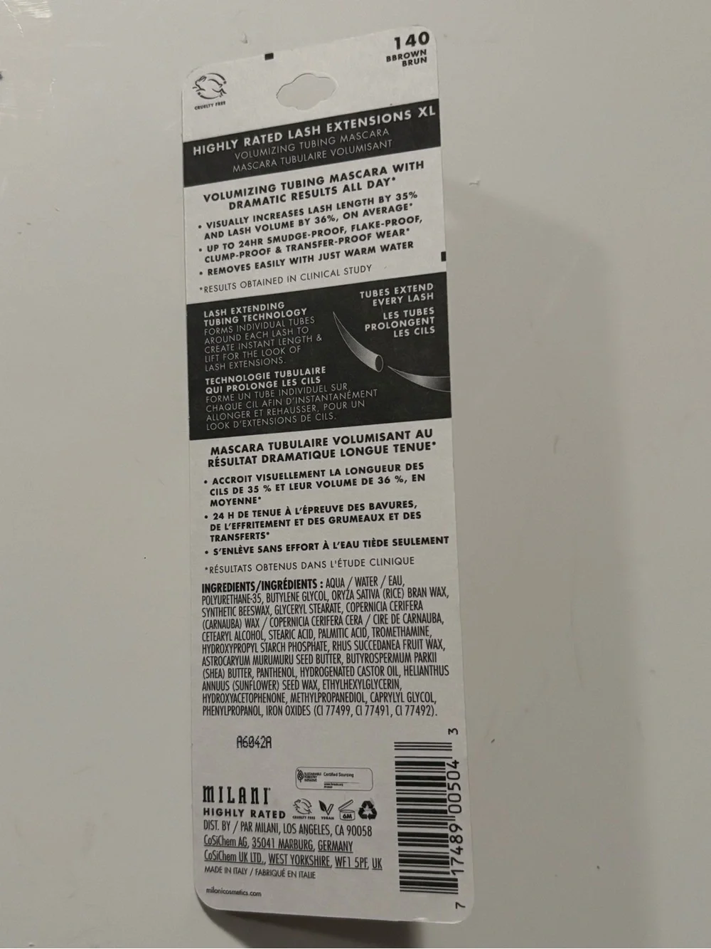 NWT MILANI Highly Rated Lash Extensions XL Mascara — Brown (140)